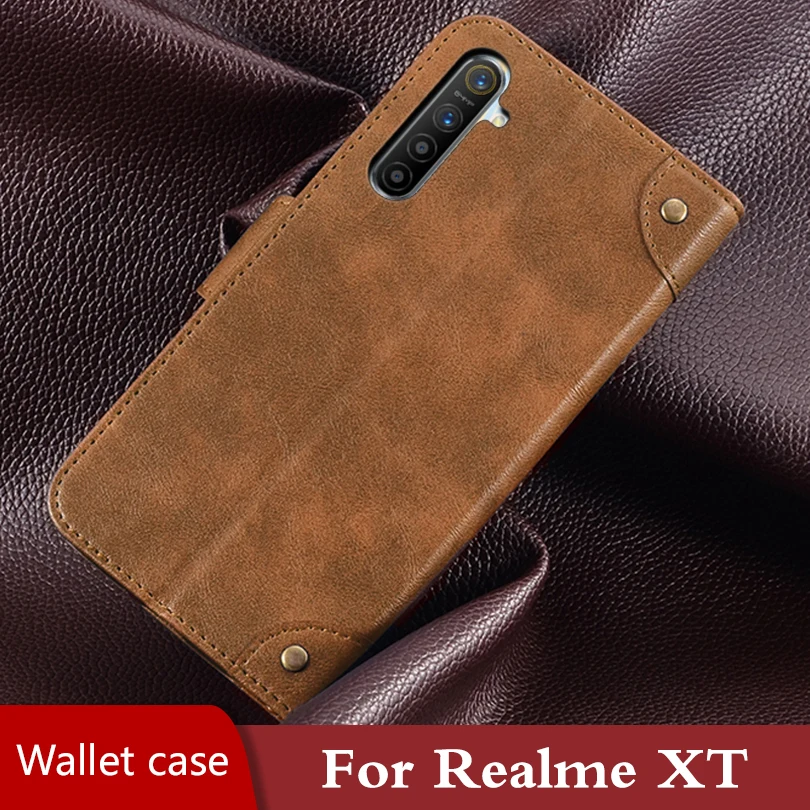 Роскошный чехол кошелек для Realme XT противоударный на заднюю панель Магнитный