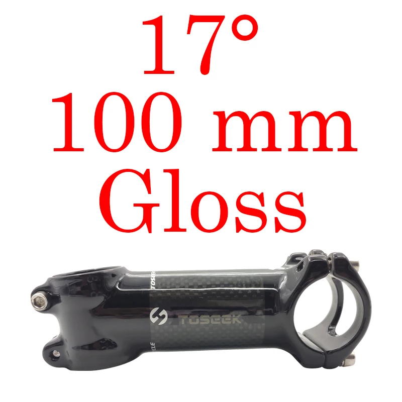 angle 17 Gloss 100mm TOSEEK Горный/Шоссейный велосипед Алюминий углерода стволовых коробку подлинной угол 6/17 матовый черный 31,8*60/70/80/90/100/110120 мм 145 г рулевая колонка велосипеда - Цвет: angle 17 Gloss 100mm