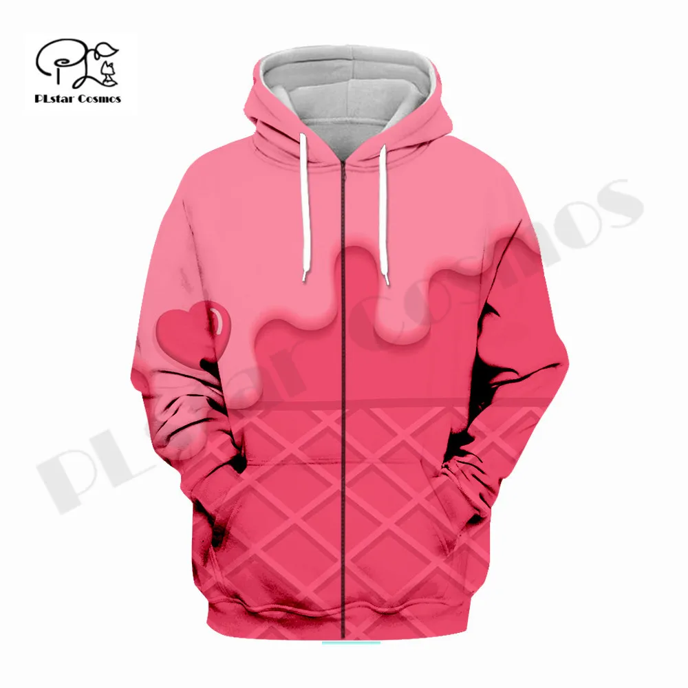 

PLstar Cosmos 3DPrint Newest Pink Ice Cream Food Funny Premium Awsome Unique Harajuku Streetwear Unisex Hoodie/SweatshirtZip Q-2