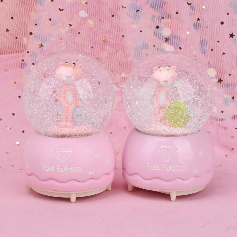 Креативный розовый Леопардовый Снежный шар хрустальный вращающаяся музыкальная