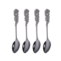 4 pcsset coffee spoons 304 stainless steel mini stirring rose spoon tiny tea spoons dessert spoon kitchen tableware dropshiping