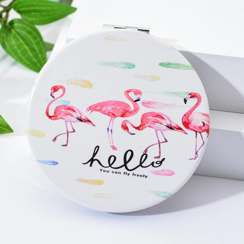 Vicney круглый модный Фламинго полиуретановое зеркало для макияжа Складное