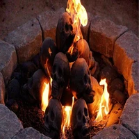 ceramic imitated human skull burning props halloween wood fire pit fireplace burning decor campfire halloween decorations