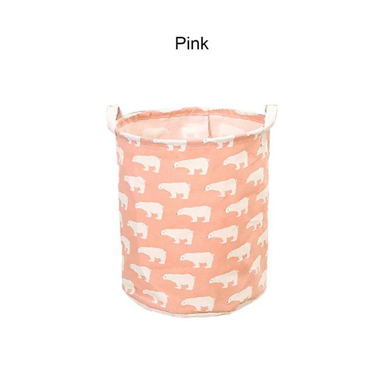 Pink Новая Корзина для белья мультфильм хлопок белье водонепроницаемый складной ящик для хранения одежды/корзина/ведро детские игрушки Органайзер контейнер - Color: Pink