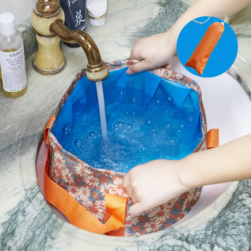

Portable Folding Basin Camping Foldable Washbasin Outdoor Travel Practical Washing Bag Foot Bath Laundry Bucket 15L Bowl Sink