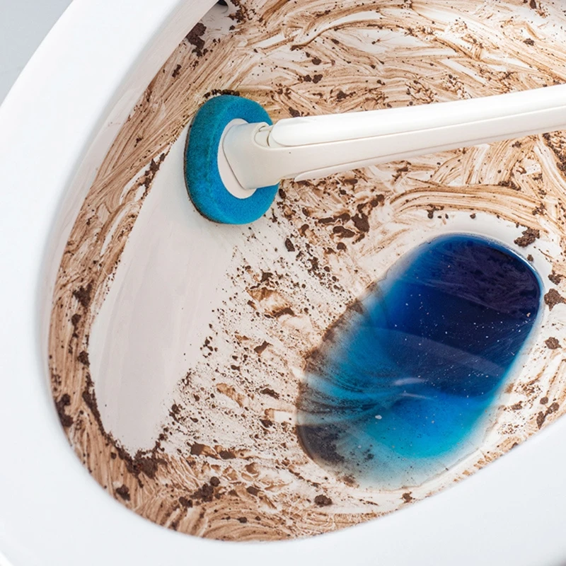 

Bathroom Toilet Brush with Base Wall-mounted Disposable Replacement Brush Head X4YE