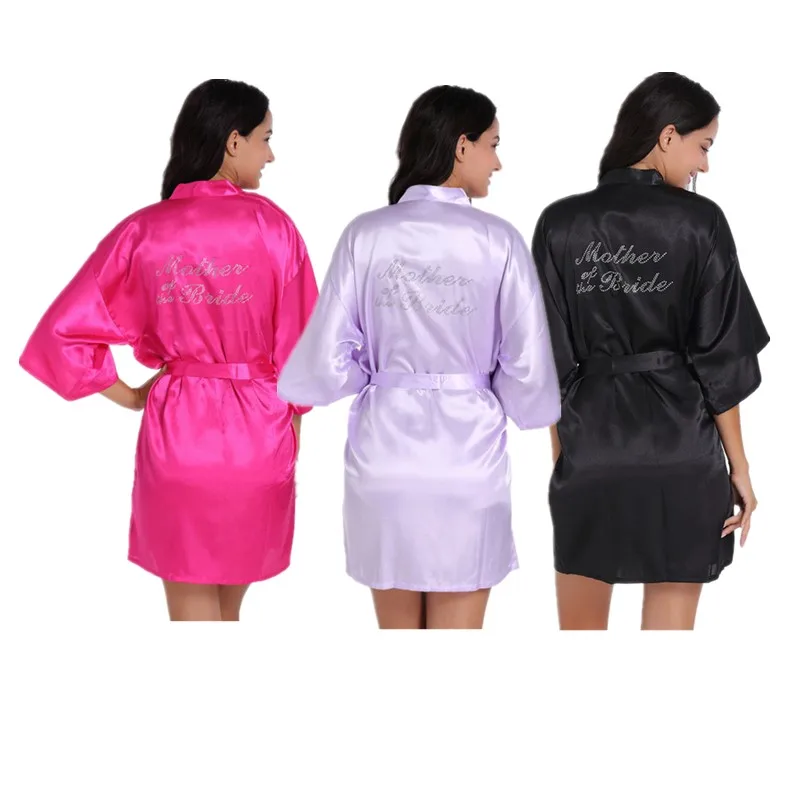 

Retail Mother of the Bride Letter Rhinestones Women Kimino Bridesmaid Short Satin Robes Wedding Getting Ready Robe T72