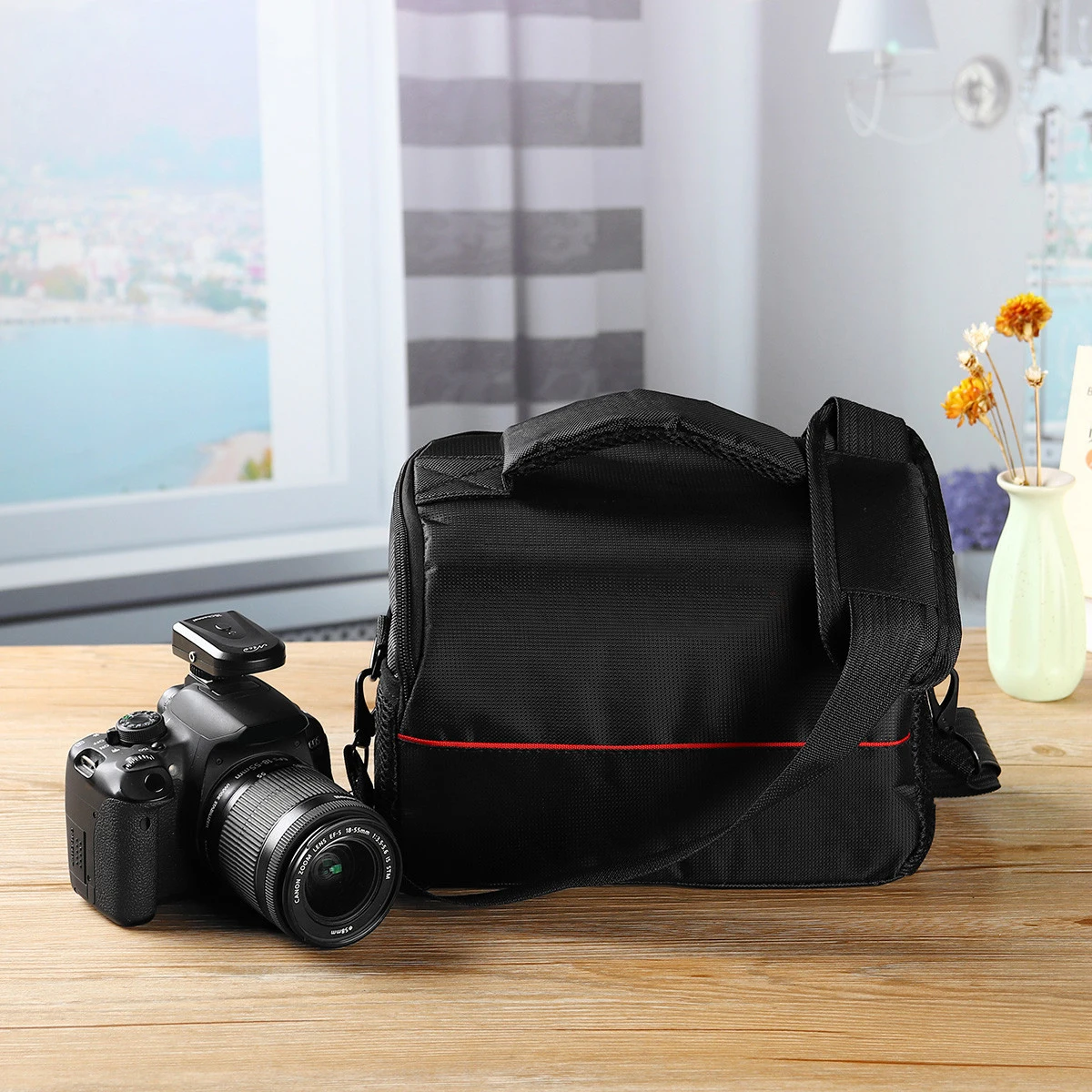 Для DSLR SLR камера водонепроницаемый ударопрочный нейлоновый на молнии сумка для переноски Чехол Ручная Сумка два внутренних кармана мягкая ручка