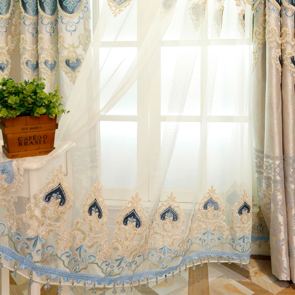 Шторы с вышивкой для гостиной столовой спальни роскошные шторы в европейском