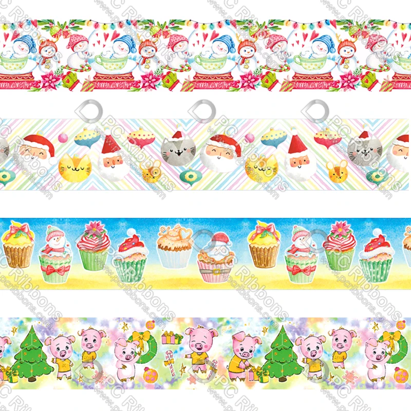 

16-75MM Cartoon Christmas Pattern Printed Grosgrain&Satin Ribbon DIY Handmade Materials Christmas Wedding Gift Wrap Tape 50yards