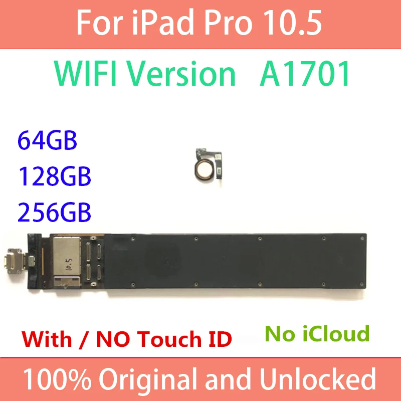 

Original For iPad Pro 10.5 A1701 Motherboard Wifi Version 64/128/256GB Logic Board Free iCloud With OS System Without Touch ID