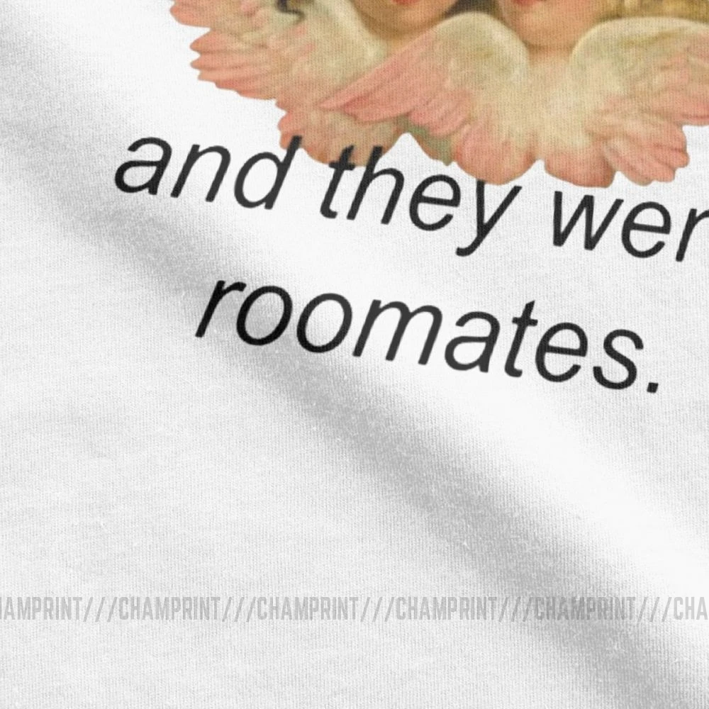 Футболка мужская хлопковая с надписью Three was Roommates ангелами в стиле Харадзюку
