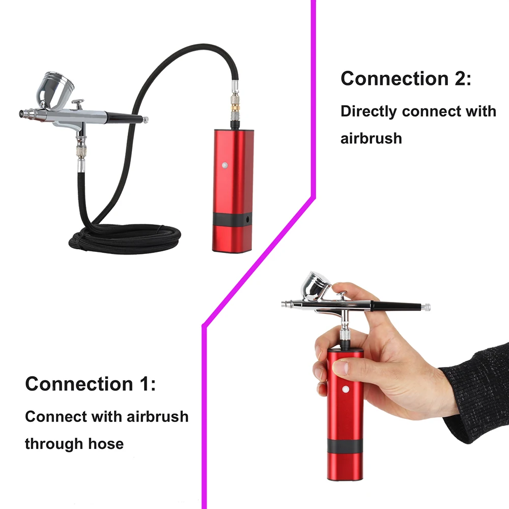 Cordless Airbrush Kit with Dual Action Gravity Type Spray Gun for Art Model Body Paint Artist Makeup Nail Tattoos Cake tools | Инструменты