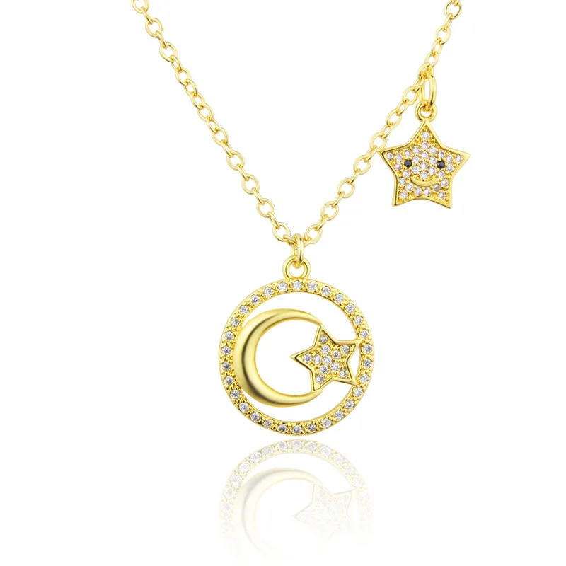 Цепочка с подвеской ALLNEWME женская ожерелье со сверкающими фианитами звезда полый