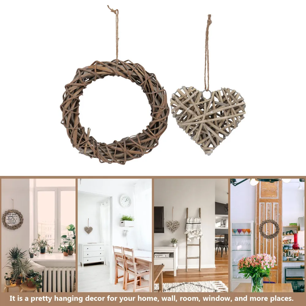 

2pcs Wicker Craft Hanging Decor Scene Decor Wicker Weaving Craft Home Decor