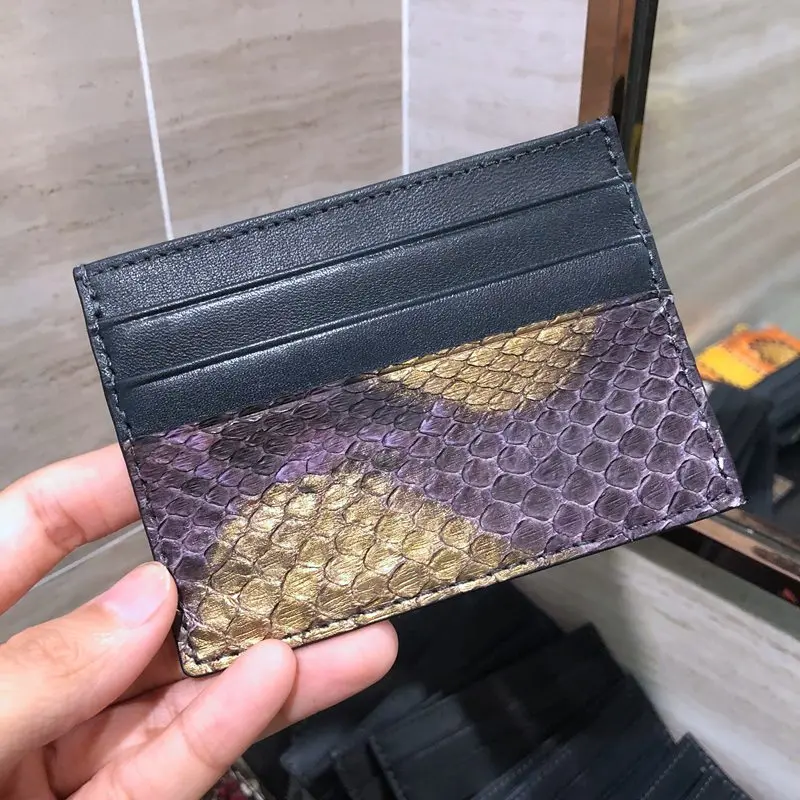 Card Holder CAJIFUCO кожа питона Porte Carte змеиная кожа кредитный держатель для карт животное кожа портмоне - Цвет: Card Holder