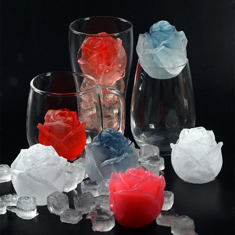 

Ice Making Mold 3D Rose Silicone Gel Ice Mold Whisky Red White Rose Ice Hockey Handmade DIY Mold Various Sizes Ice Cream Mold