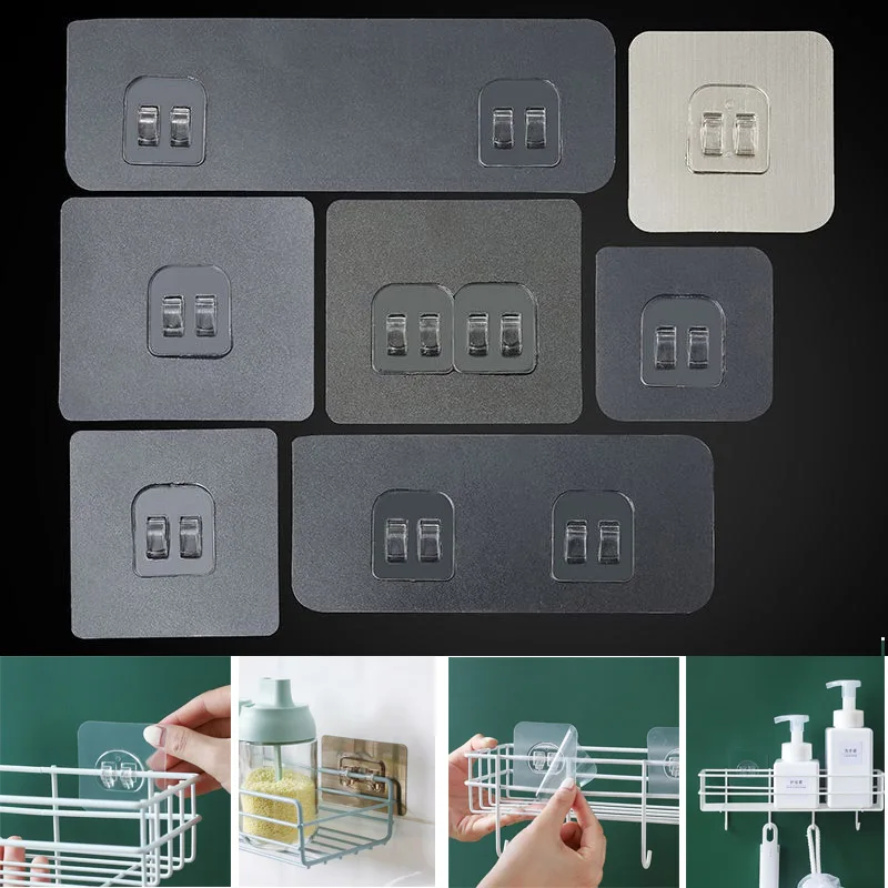 

Прозрачные домашние пластиковые крючки, водонепроницаемый липкий крючок для кухни, ванной комнаты, приклеиваемая стена