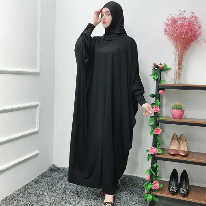 Новая мусульманская мечеть Дубай молитвенная одежда хиджаб халат рукав летучая мышь Повседневный арабский Саудовский черный халат платье ...