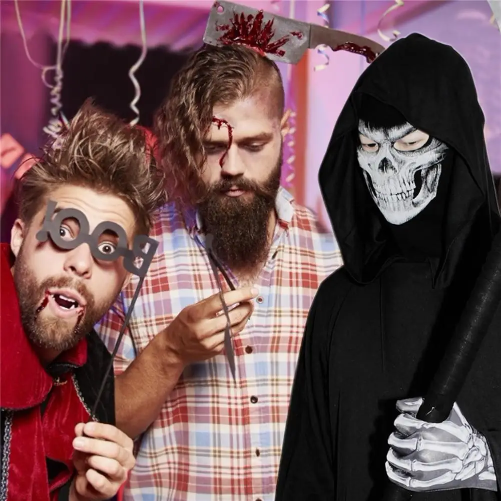 Маска для лица на Хэллоуин скелет головной убор страшный костюм аксессуары