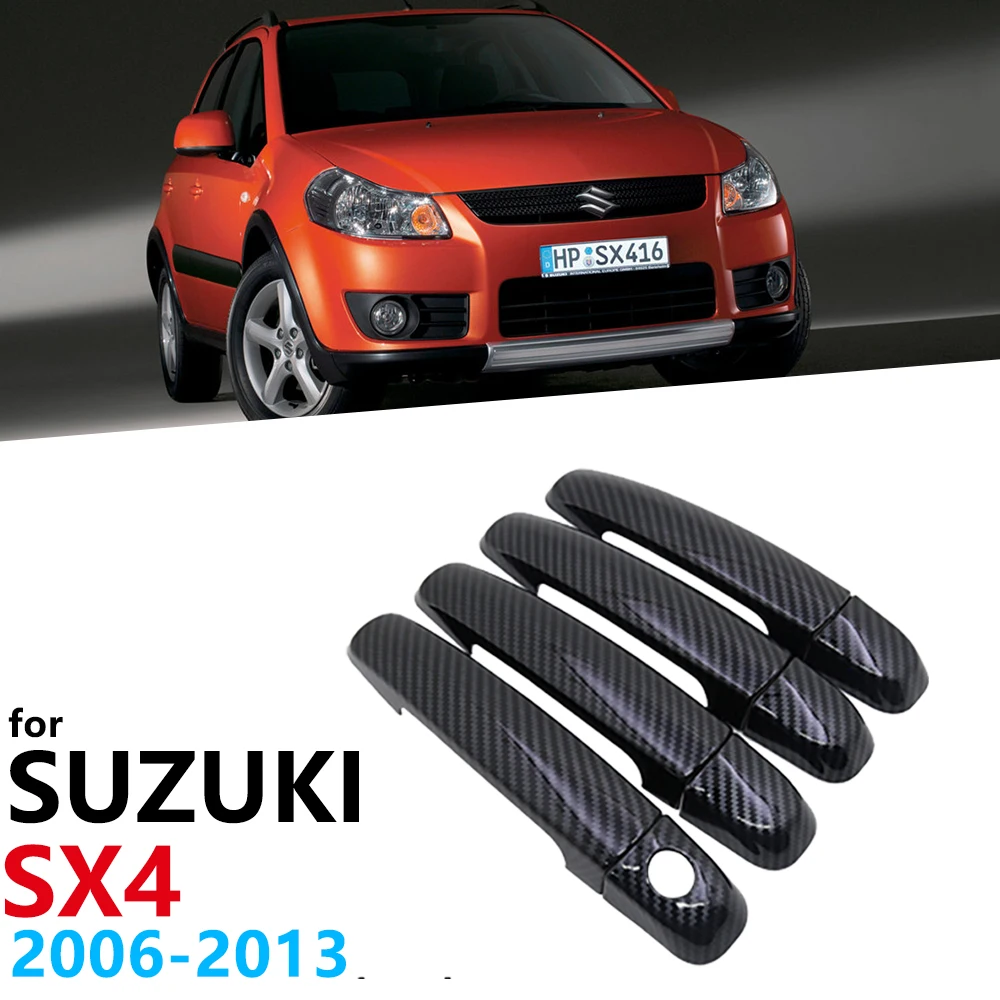 

Black Carbon Fiber Door Handles Cover Protection Trim Set for Suzuki SX4 Fiat Sedici Maruti 2006~2013 Car Accessories Stickers
