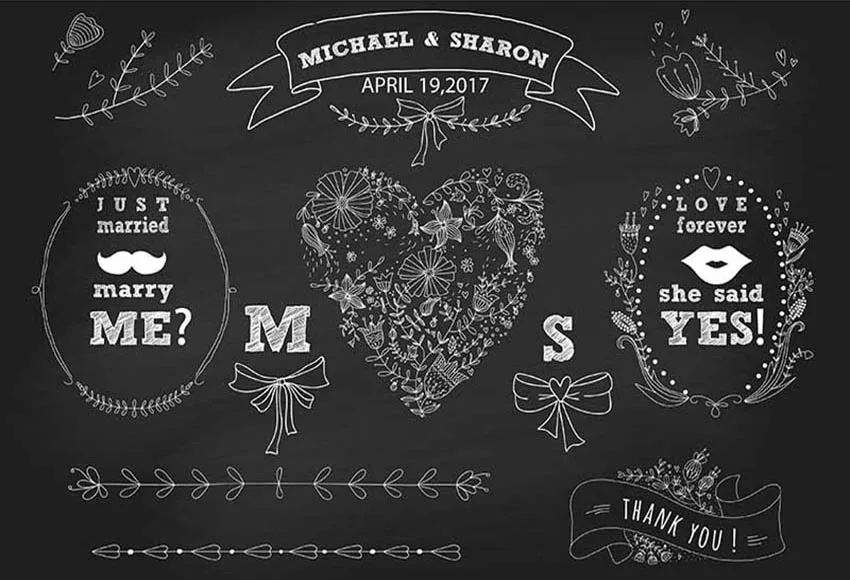 

7x5ft Wedding Party Married Abstract Love Heart Flowers Bows Custom Photo Studio Background Backdrop Vinyl Banner 220cm x 150cm