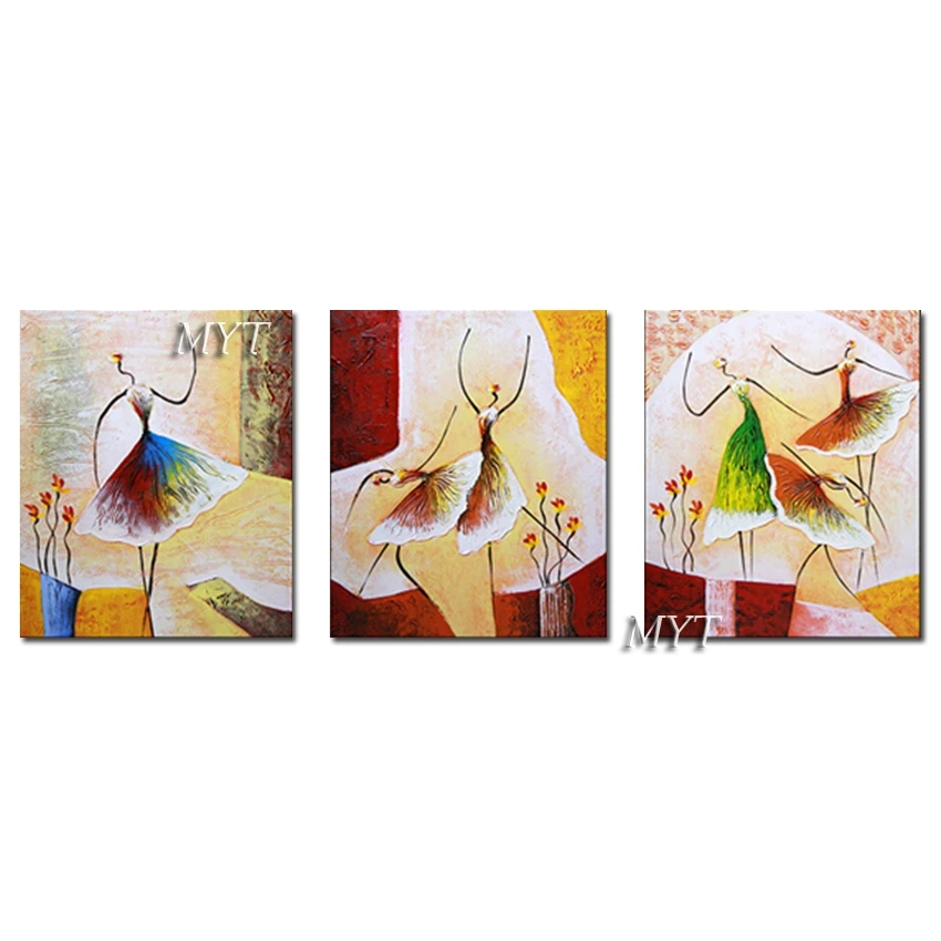 

No Framed Hand Painted 100% Handmade 3 Pcs Abstract Dancing Figure Oil Painting On Canvas Art Home Living Room Wall Decor Art