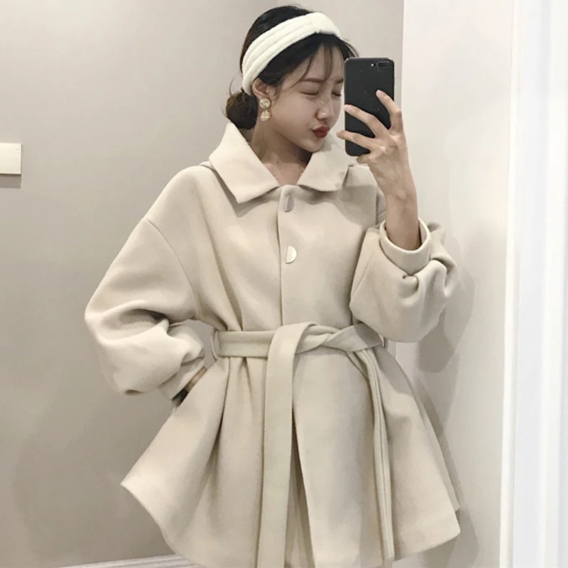 Женское шерстяное пальто с поясом дизайнерское теплое со съемным меховым