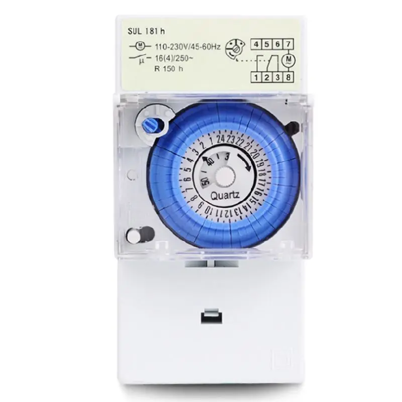 

SUL181H Mechanical Timer Switch 220V 16A 24H 8 Settings Manual/Auto Controller NEW