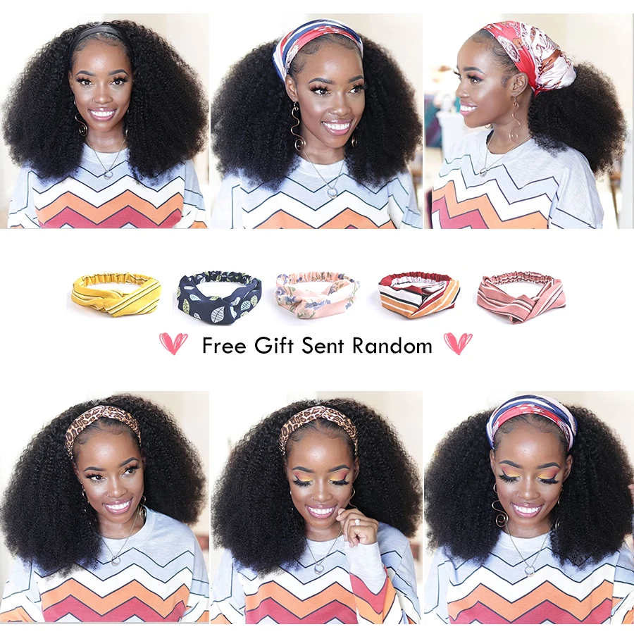 Парик из парик с головной повязкой натуральных кудрявых волос Mslynn бразильский