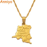 anniyo democratic republic of the congo small map gold color drc pendant necklace chain 45cm60cm jewelry for women girl 201610