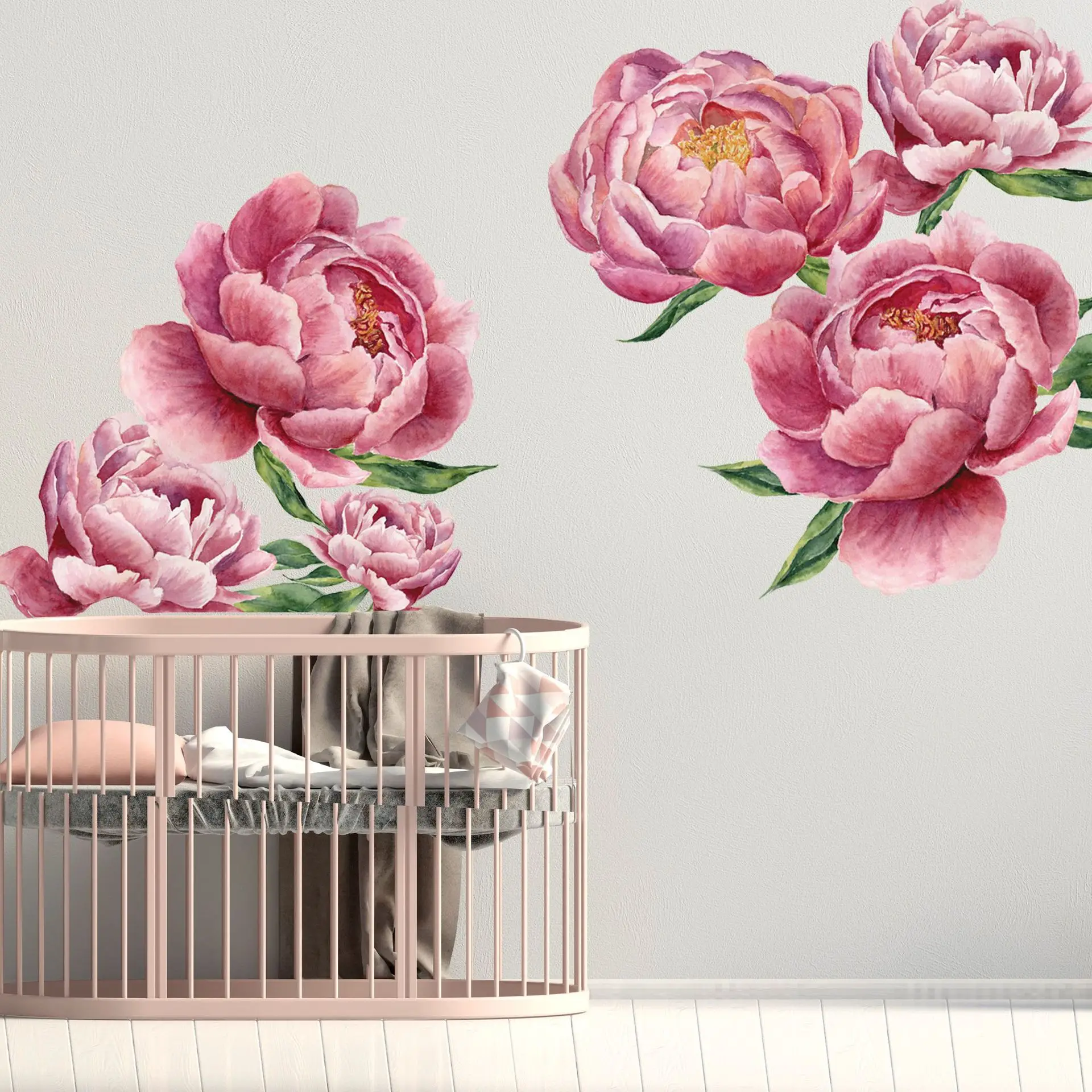 

Personality Red Peony ative Wall Stickers for TV Background Sofa Background Bedroom Wall Arrangement NEW YEAR