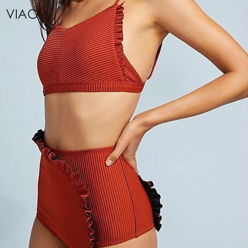 Новые пикантные однотонные Высокая Талия бикини набор Для женщин с