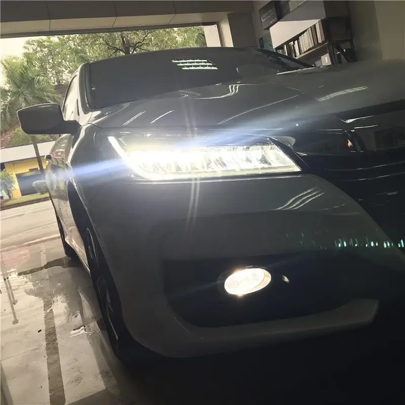 Сигнальные Автомобильные светодиодные Drl Cob дневные ходовые наружные фары передние противотуманные задние Автомобильные фары в сборе 16 17 для Honda Accord
