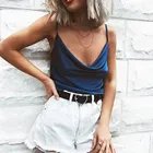 Майка женская на бретельках, модный базовый топ с V-образным вырезом, атласная шелковая майка без рукавов, весна-осень, лето