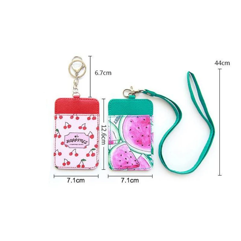 

Cute Fruit Women Card Holder Portable ID Card Holder Bus Cards Cover Case Office Work Keychain