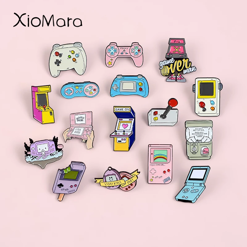 

Retro Arcade Game Enamel Pins Collections Cartoon 90s Gamepad Jewelry Brooches Denim Shirt Collar Badge Lapel Pins Friends Gifts