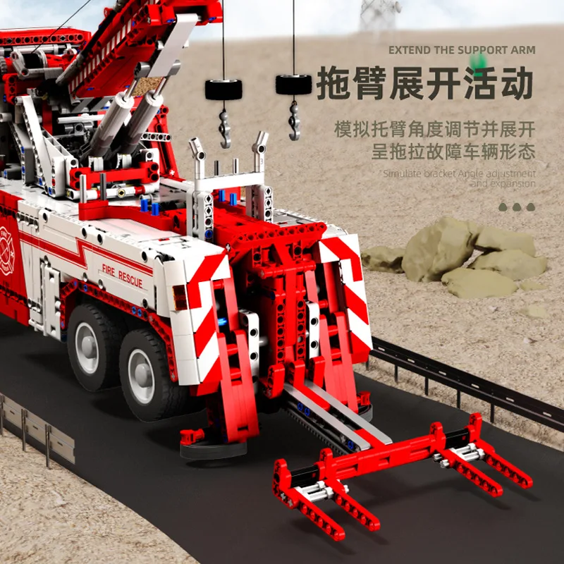 T4007 5030PCS Moc High-Tech 8x8 Road Rescue Truck Crane Electric Remote Control Assembly DIY Bricks Building Blocks Adult Toys | Игрушки и