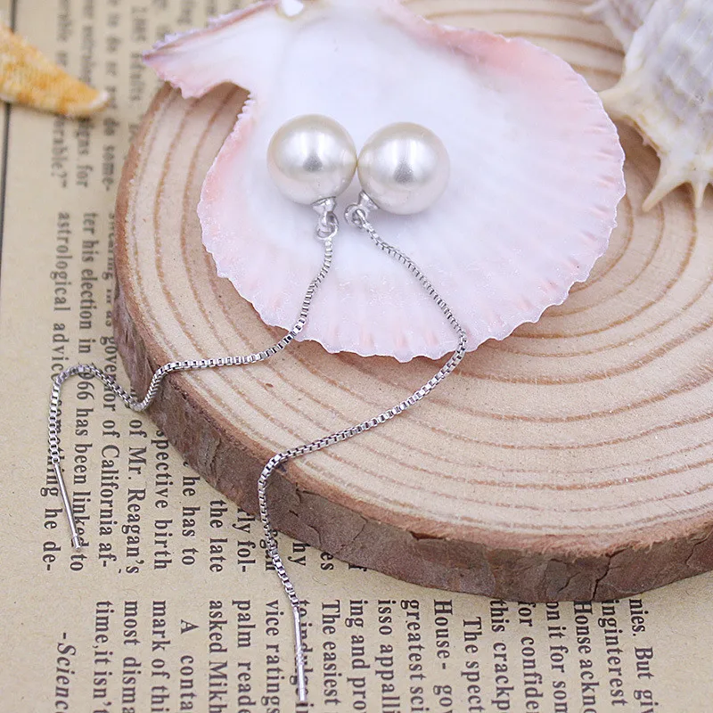 925 пробы серебряные серьги натуральный жемчуг длинные с кисточками модные