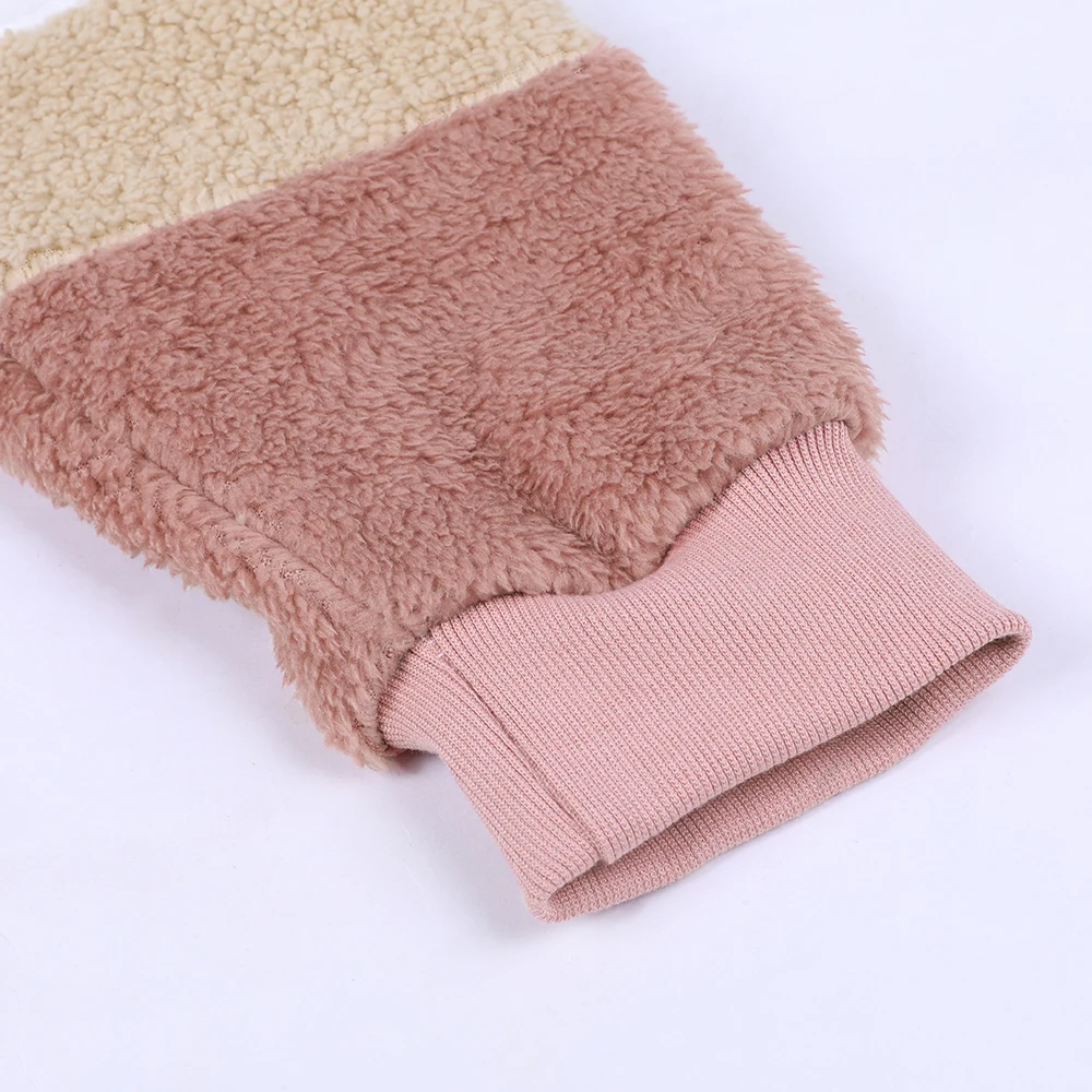 

Winter women jacket fashion Plush patchwork zipper pocket winter Hooded jacket retro loose Long Sleeve Plus Size Women Top Coat