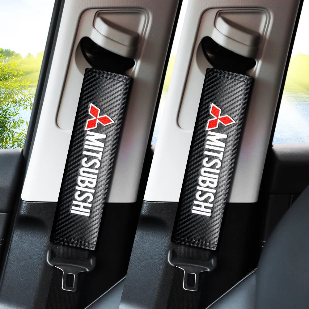 

2pcs Universal Car Seat Shoulder Strap Pad Cover Car Belt Protector Cushion For Mitsubishi ASX Lancer Pajero Outlander L200 EVO