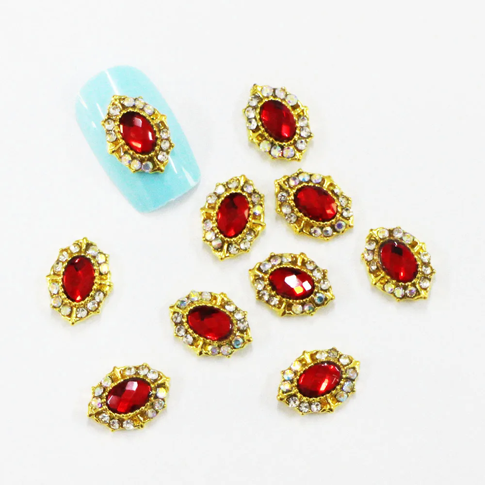 HY-3688 10pcs 10 шт./лот, древний сплав, дизайн ногтей, 3d, плоская задняя сторона, цветные бриллианты, жемчужные ювелирные изделия, стразы, украшения для ногтей - Цвет: HY-3688 10pcs