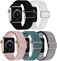 5 pack nylon stretch band for apple watch 7 watch band 414mm 45mm adjustable soft breathable loop for iwatch 654se 4044mm