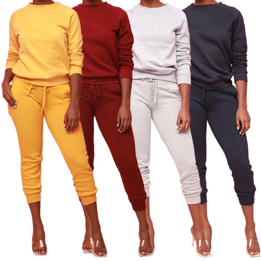 

Women's Tracksuit Autumn Fashion Solid Color Long Sleeve Sport Sweatsuit Suit Women Two Piece Set