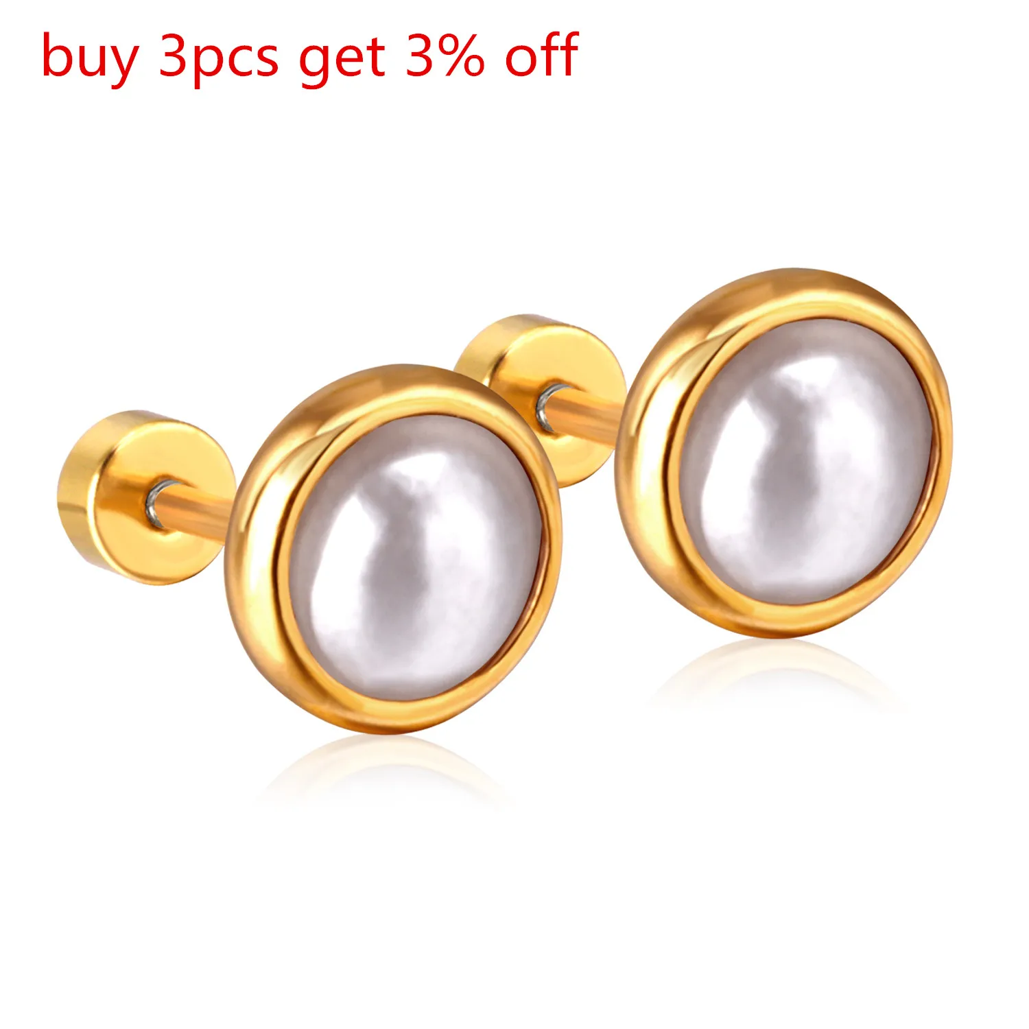 Женские полукруглые серьги гвоздики LUXUSTEEL золотистого/серебристого цвета размер