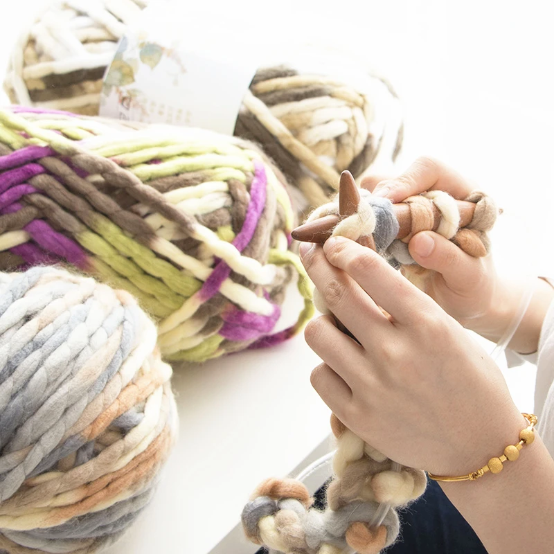 500 г/шар смешанные цвета специальные перчатки из грубой пряжи Толстая большая