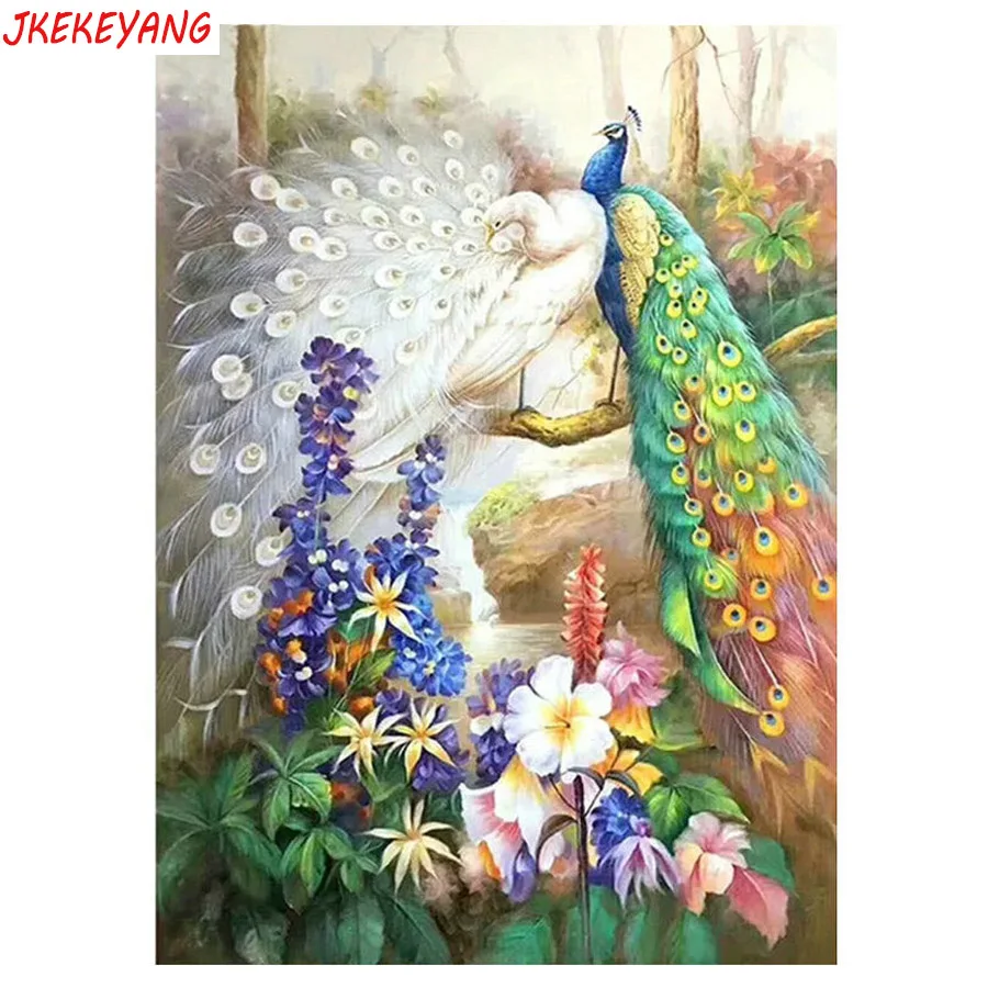 

5D «сделай сам», квадратная/круглая алмазная живопись, павлин и цветок, вышивка крестиком, алмазная вышивка, узор Стразы J1864