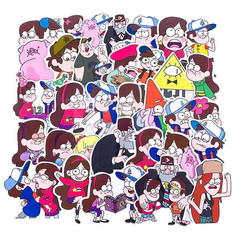 39 шт./лот забавные аниме Гравити Фолз наклейки для автомобиля ноутбука багажа