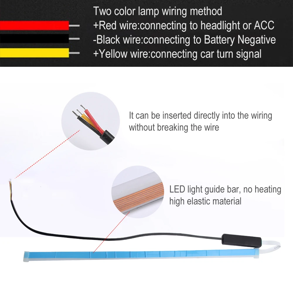 CO LIGHT светодиодный DRL 30 45 60 см дневные ходовые огни Гибкая мягкая трубка направляющая автомобильная светодиодная лента белый указатель поворота желтый Водонепроницаемый 12 В