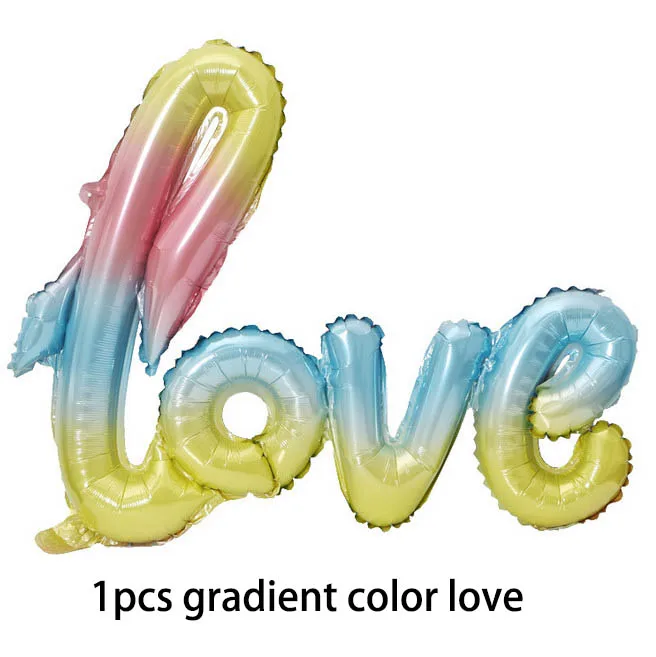 1pcs love 2 шт. 32 дюймов градиентной радужной расцветки Количество воздушных шаров с мини-Золотая Корона Фольга воздушных шаров в форме единорога День рождения украшения дети клипсы для воздушных шаров - Цвет: 1pcs love